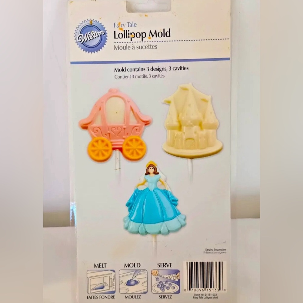 NEW Princess Fairy Tale Chocolate Lollipop Mold,Wilton,2115-1033,Clear Plastic